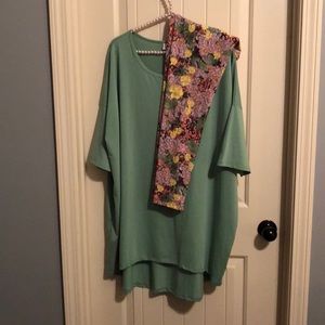 Lularoe Solid Green Irma and Floral TC Leggings